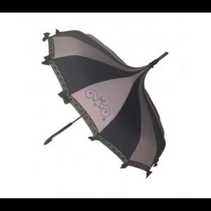 Black and white pagoda umbrella with bats